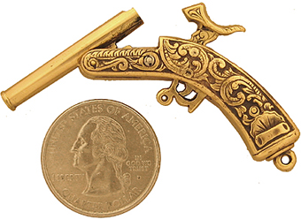 Orange Brass Pistol Gun Charm